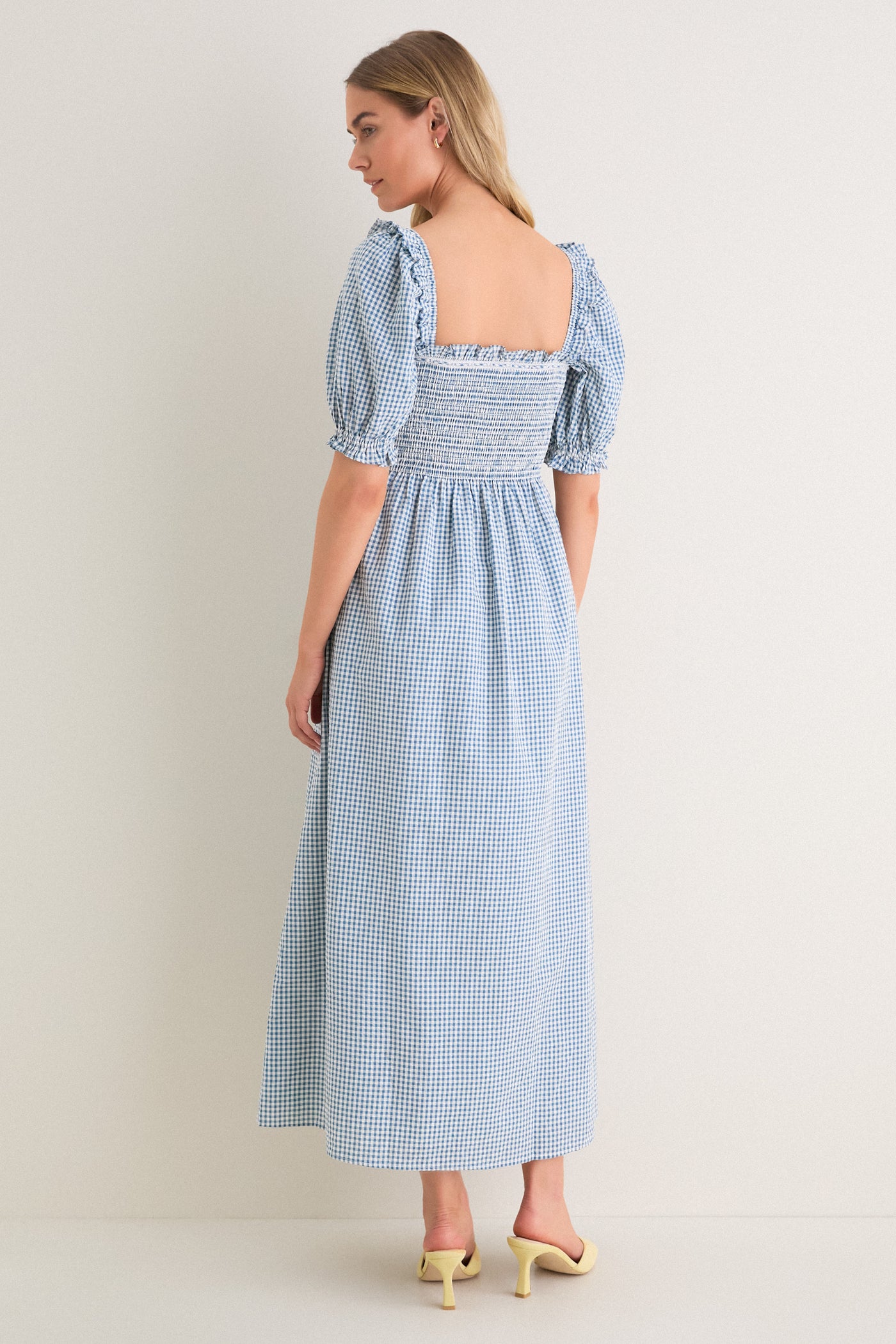 gingham dress cotton on MARIA red gingham cotton pleated butonned flared dress with shirt collar Maisoncleo