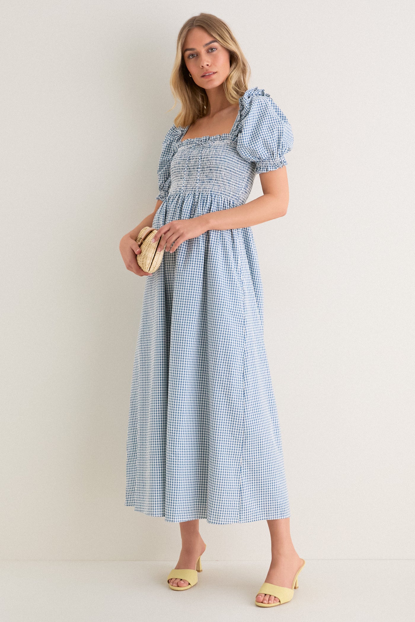 scarlett midi dress Hill House Home Teal Gingham Scarlett Midi Nap Dress Teal Gingham / XL