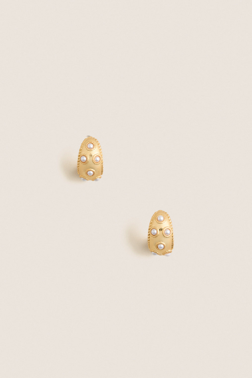 Gold and Pearl Blanche Hoop Earrings