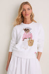 White Multi Bear Crew Neck Sweater