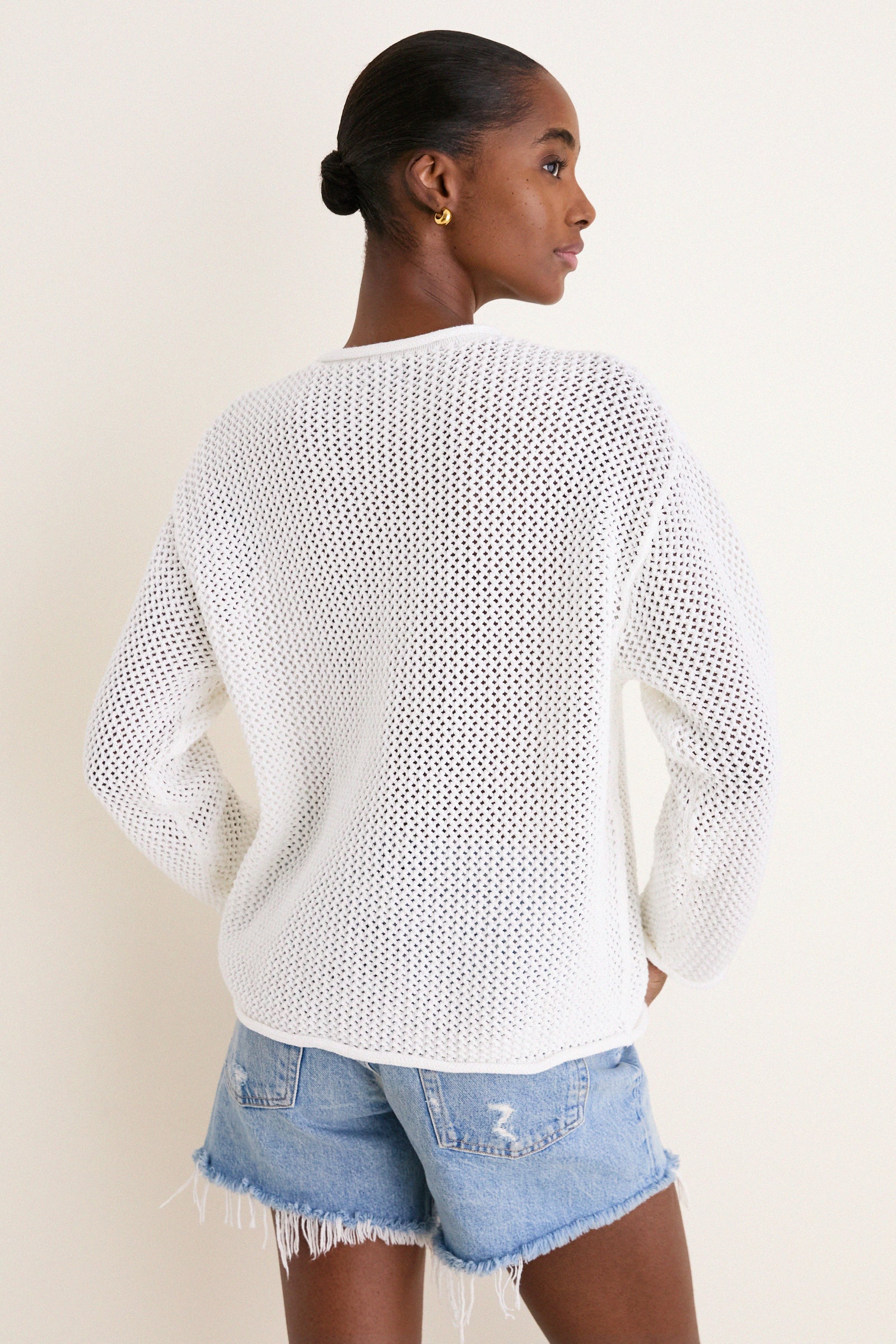 White Multi American Flag Crew Neck Sweater