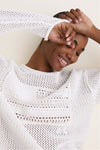 White Multi American Flag Crew Neck Sweater