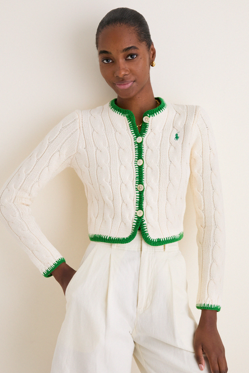 Cricket Cream Crew Neck Cardigan