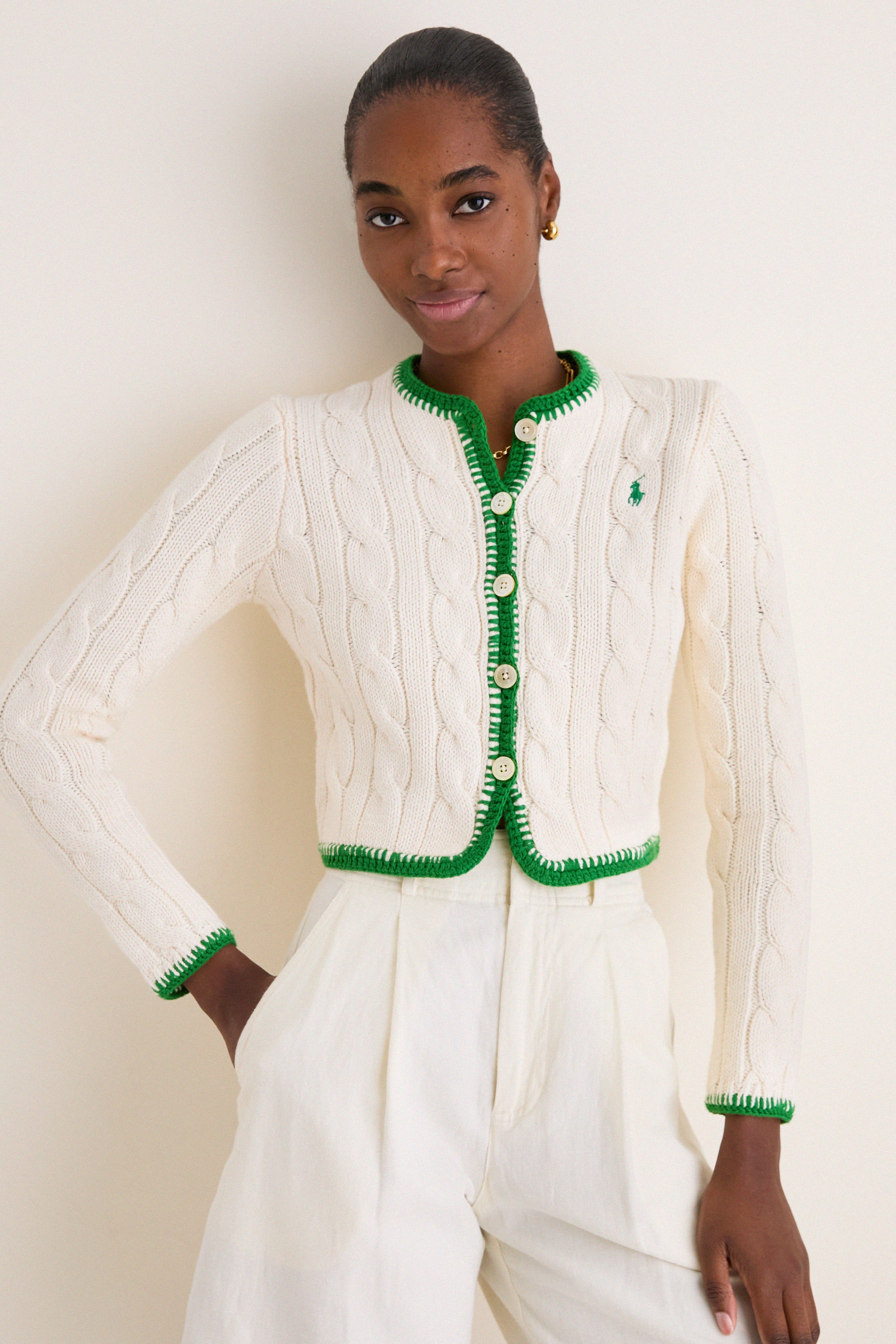 Cricket Cream Crew Neck Cardigan | Polo Ralph Lauren
