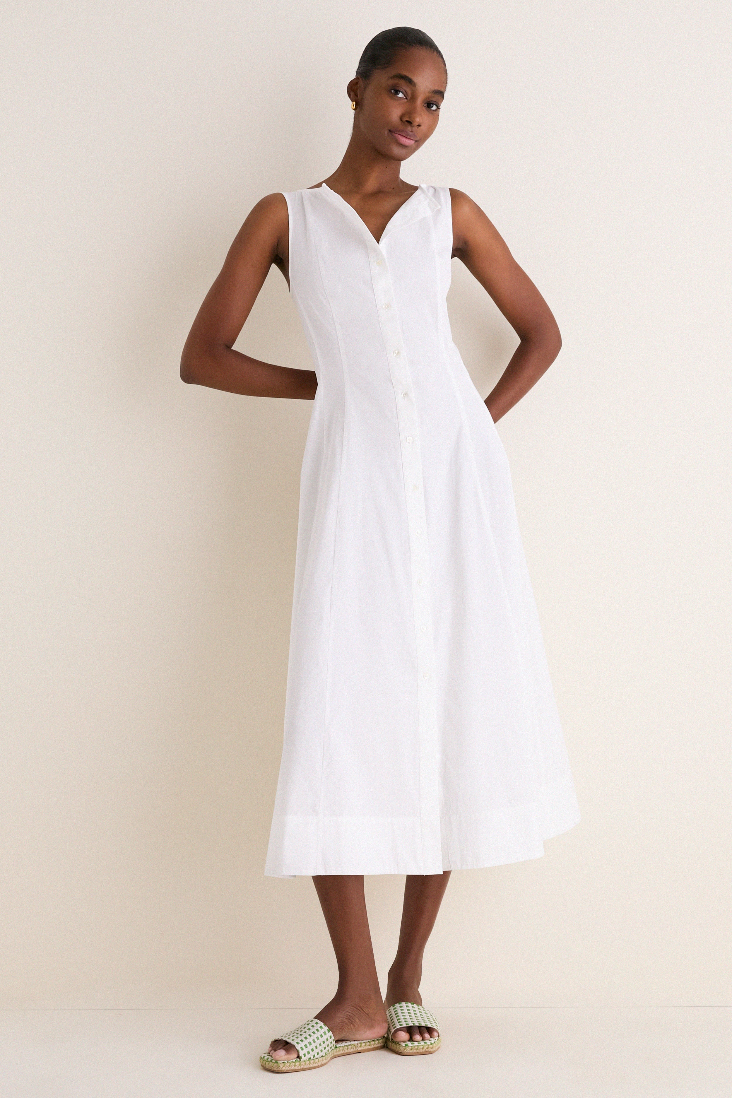 White Cotton Boat Neck Dress | Polo Ralph Lauren White Cotton Boat Neck Dress | Polo Ralph Lauren