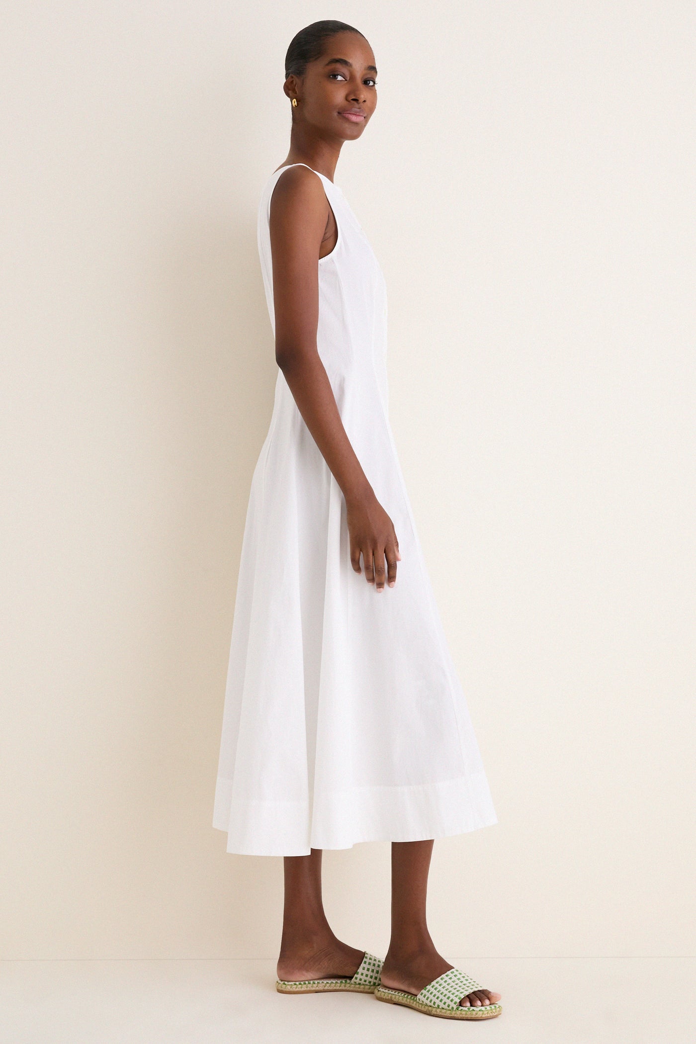 White Cotton Boat Neck Dress | Polo Ralph Lauren White Cotton Boat Neck Dress | Polo Ralph Lauren