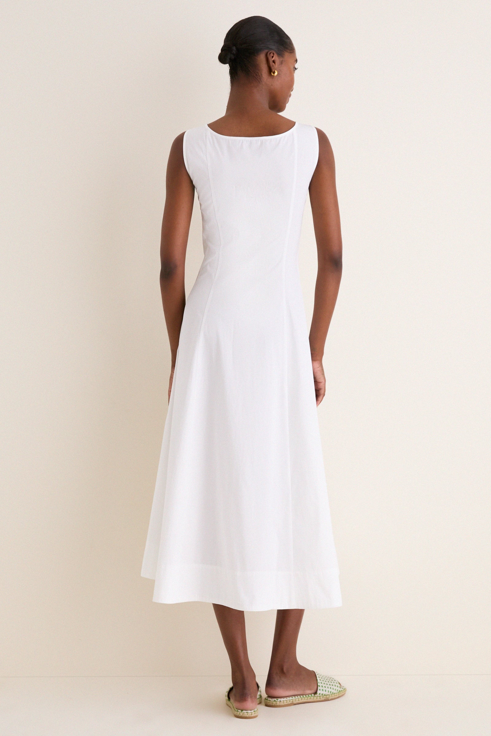White Cotton Boat Neck Dress | Polo Ralph Lauren White Cotton Boat Neck Dress | Polo Ralph Lauren