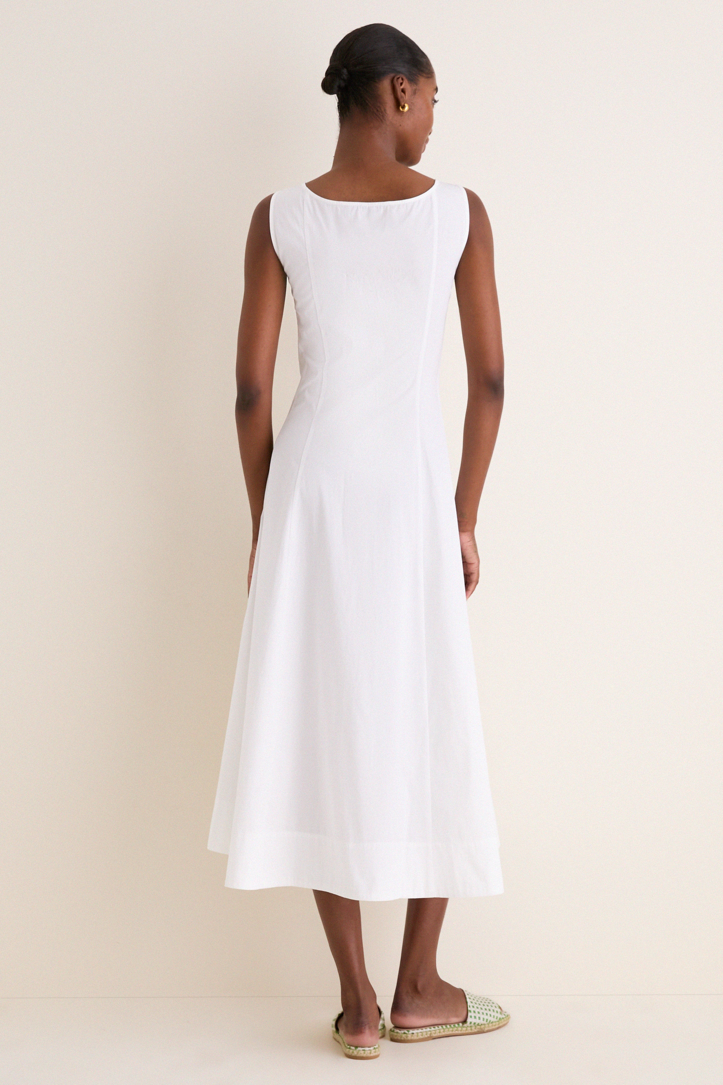 White Cotton Boat Neck Dress | Polo Ralph Lauren White Cotton Boat Neck Dress | Polo Ralph Lauren