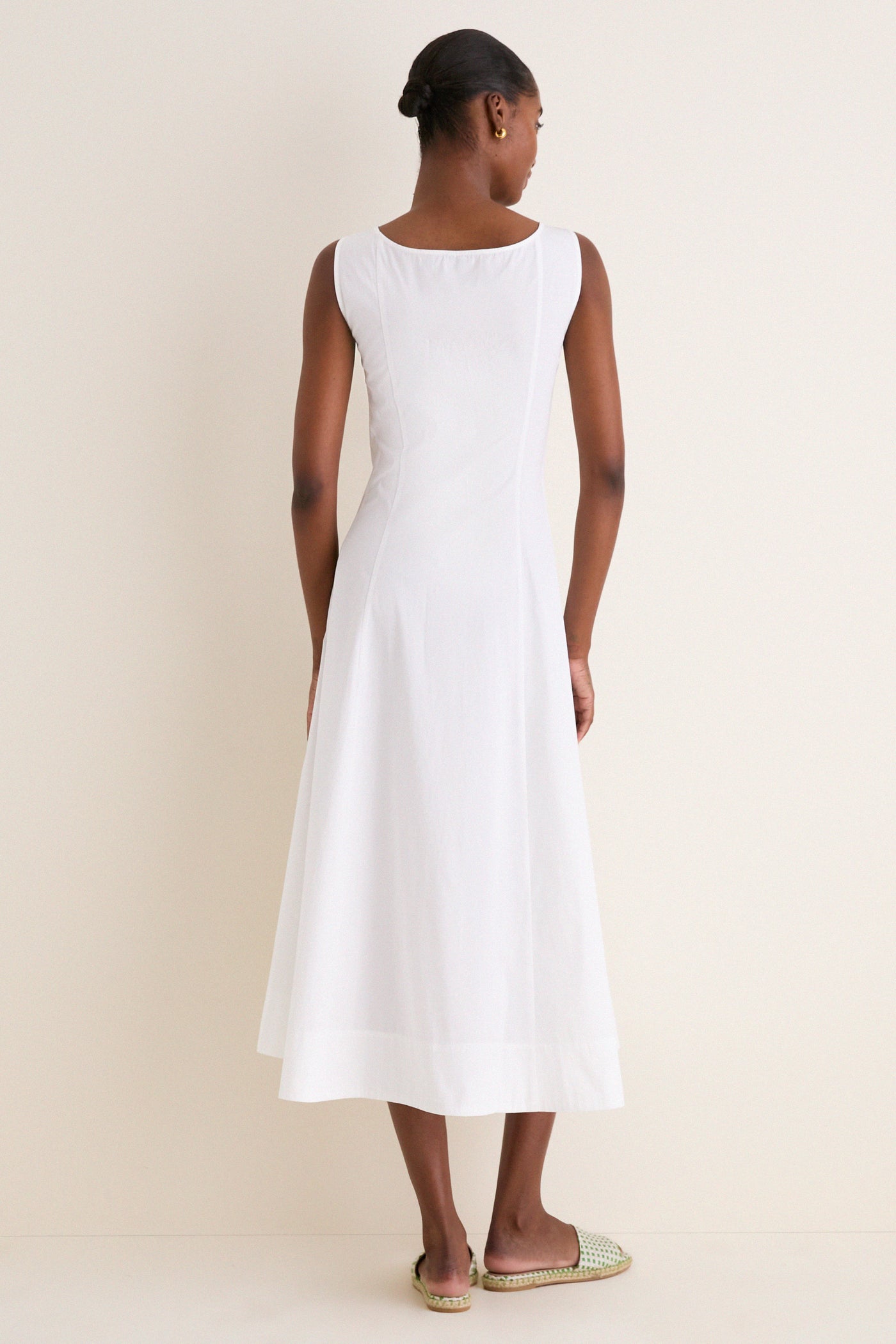 White Cotton Boat Neck Dress | Polo Ralph Lauren