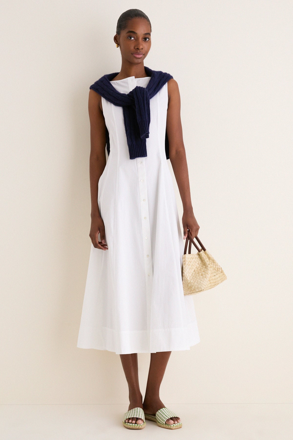 White Cotton Boat Neck Dress | Polo Ralph Lauren White Cotton Boat Neck Dress | Polo Ralph Lauren