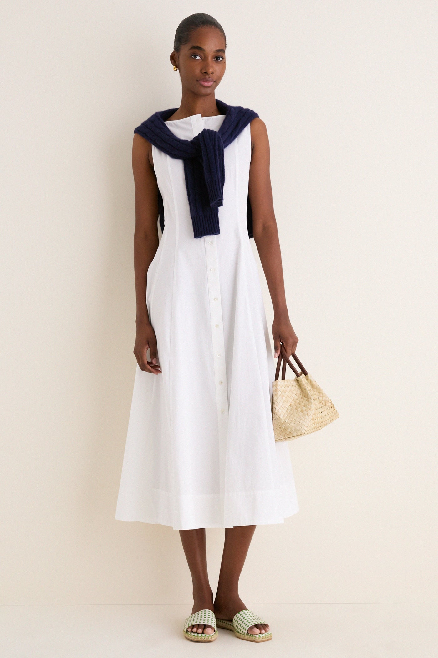 White Cotton Boat Neck Dress | Polo Ralph Lauren White Cotton Boat Neck Dress | Polo Ralph Lauren