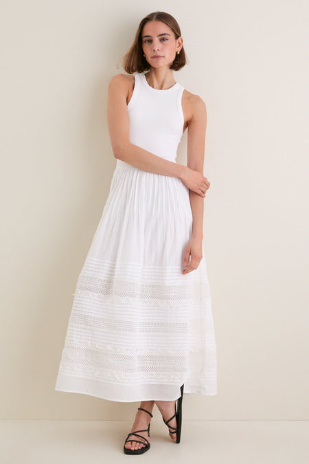 White Rib Crew Neck Dress