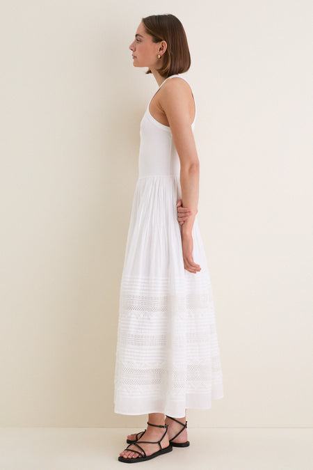 White Rib Crew Neck Dress