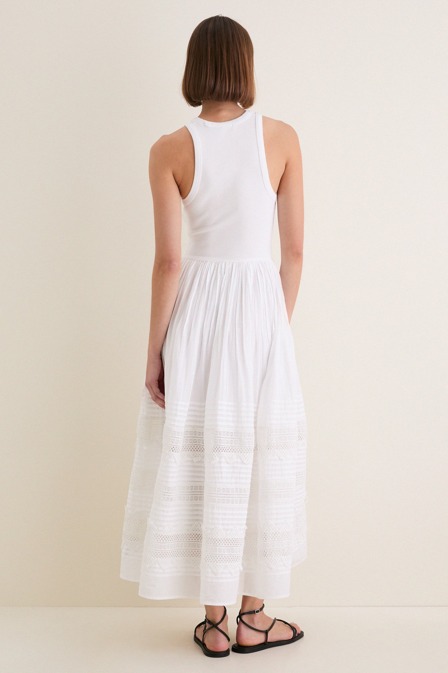 White Rib Crew Neck Dress
