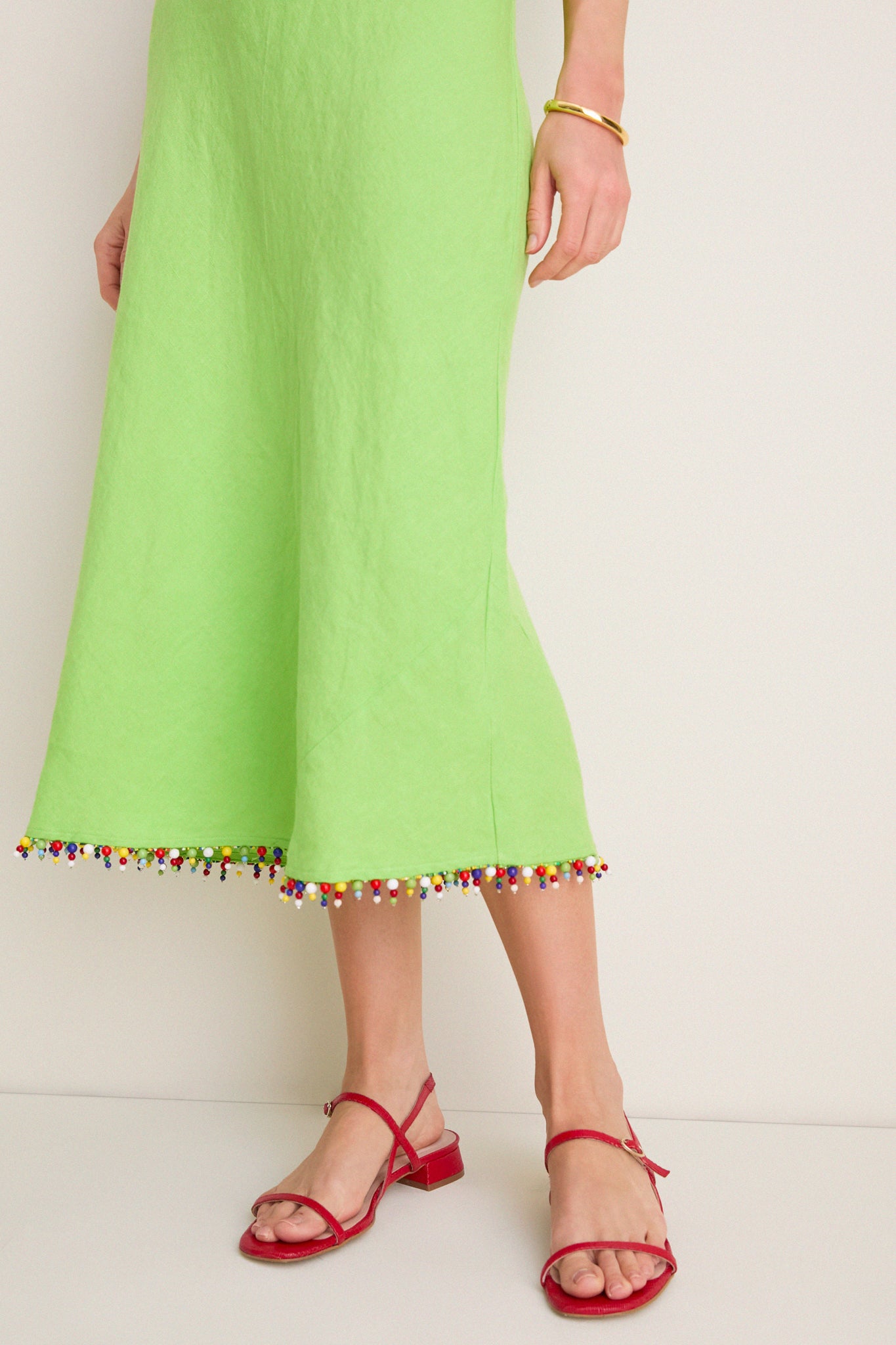 Riviera Green Linen Scoop Neck Beaded Dress | Polo Ralph Lauren Riviera Green Linen Scoop Neck Beaded Dress | Polo Ralph Lauren