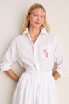 Classic Oxford White Linen Button Down, effortlessly styled with relaxed fit and iconic Big Pony embroidery, exudes fun, high-end appeal for confident, easygoing wear.