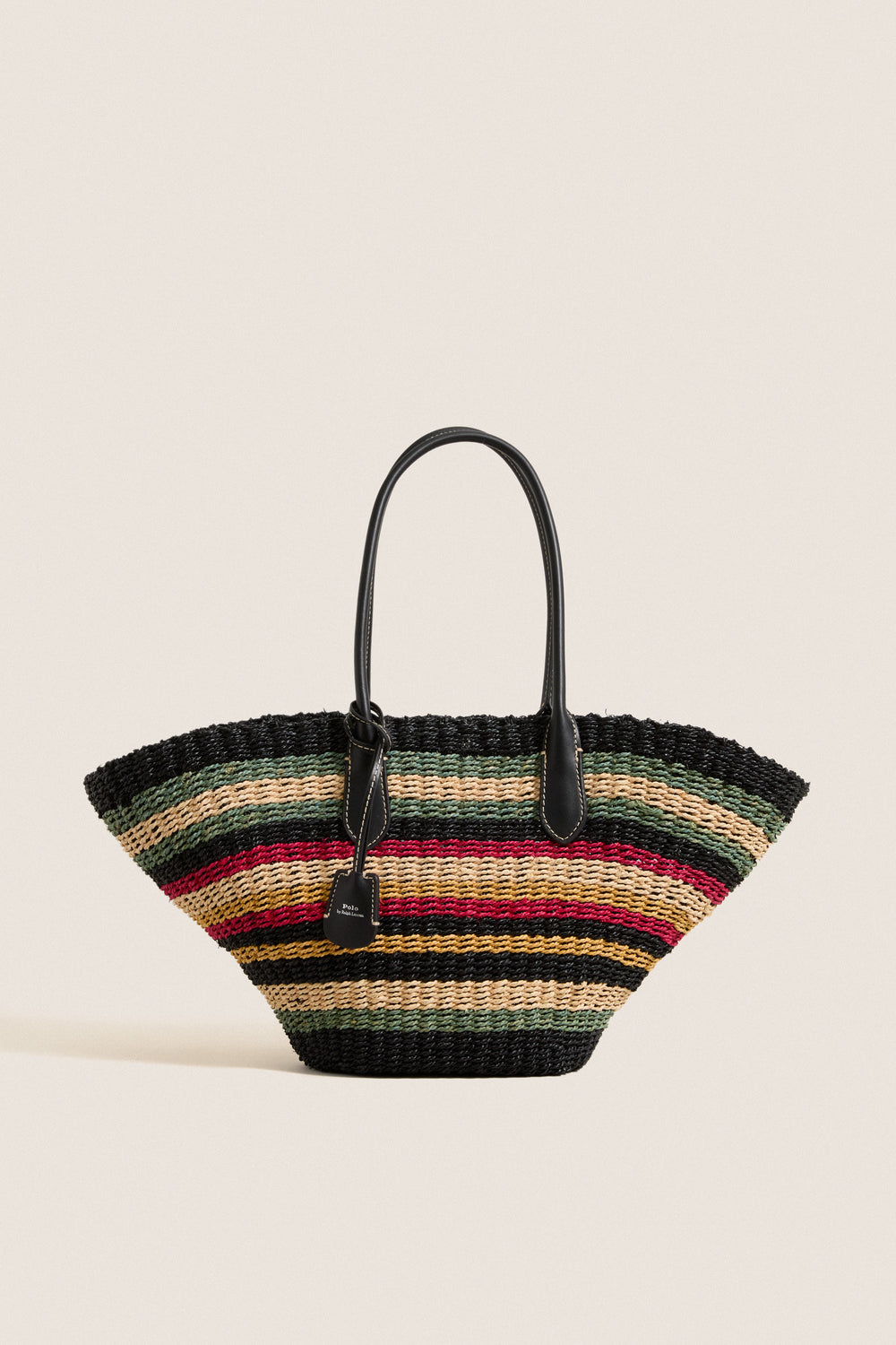 Multi Stripe Raffia Basket Tote