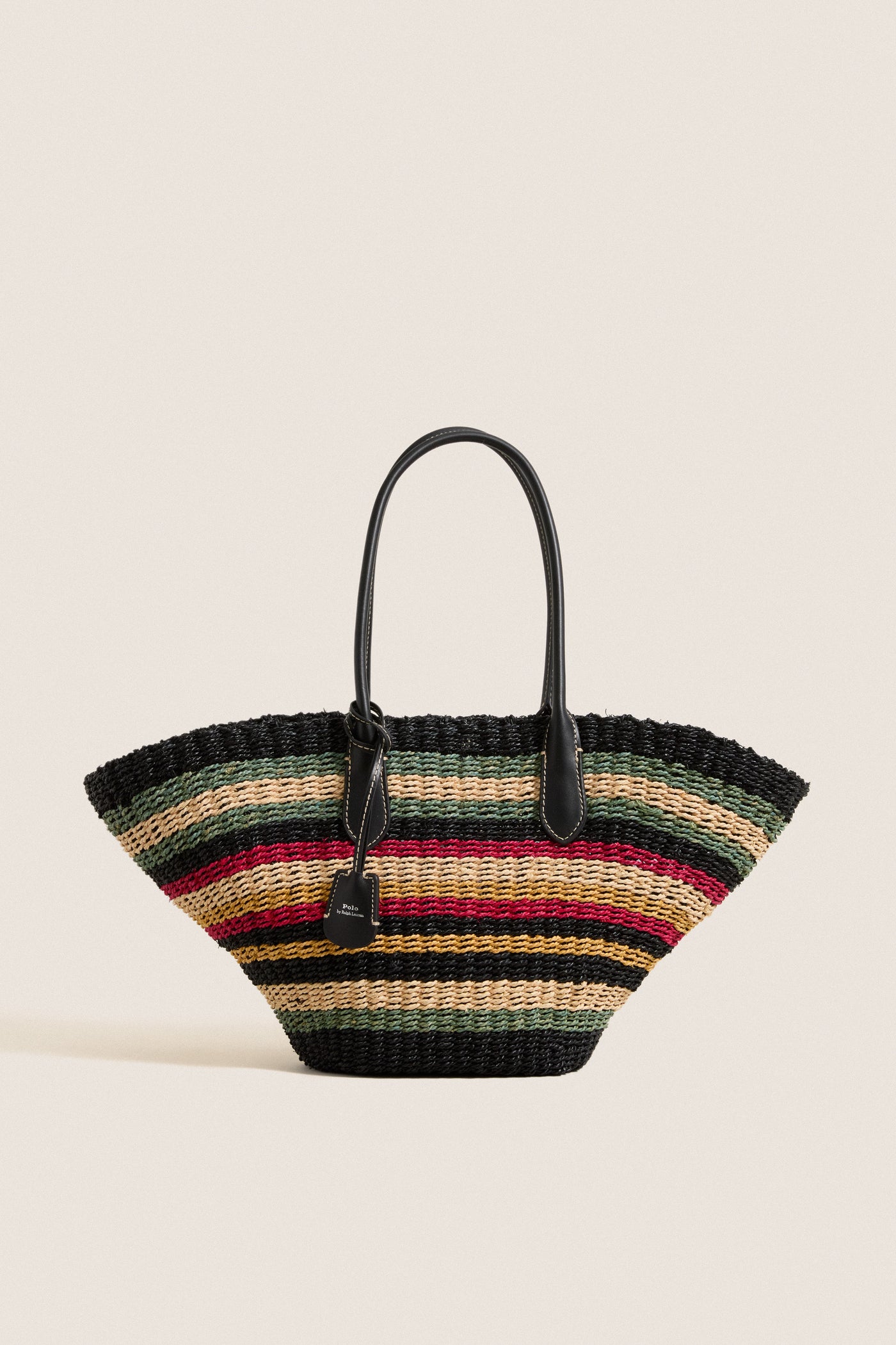 Multi Stripe Raffia Basket Tote