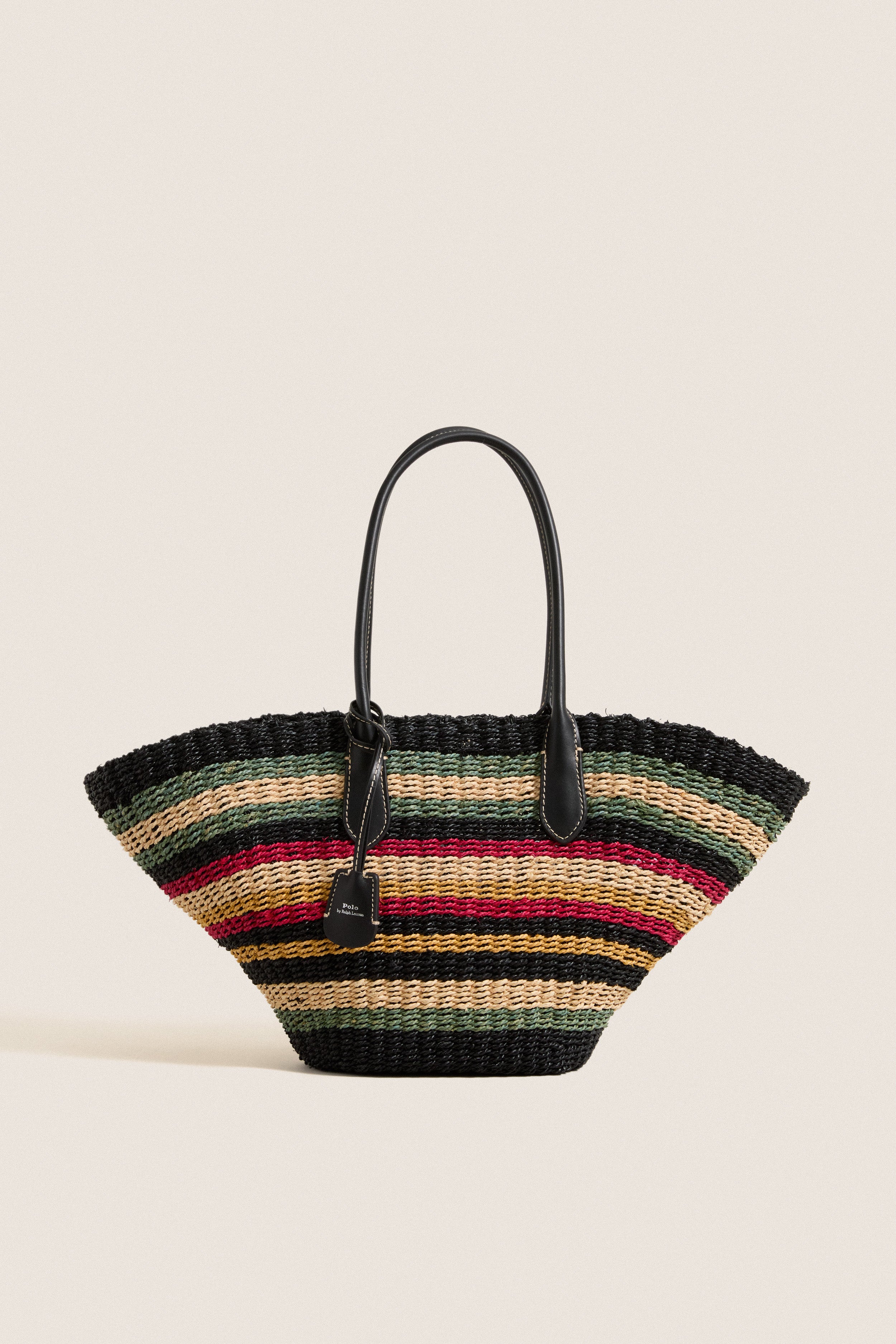 Multi Stripe Raffia Basket Tote