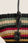 Multi Stripe Raffia Basket Tote