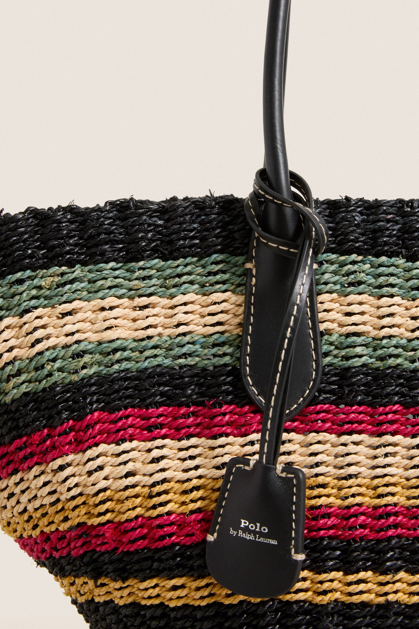 Multi Stripe Raffia Basket Tote