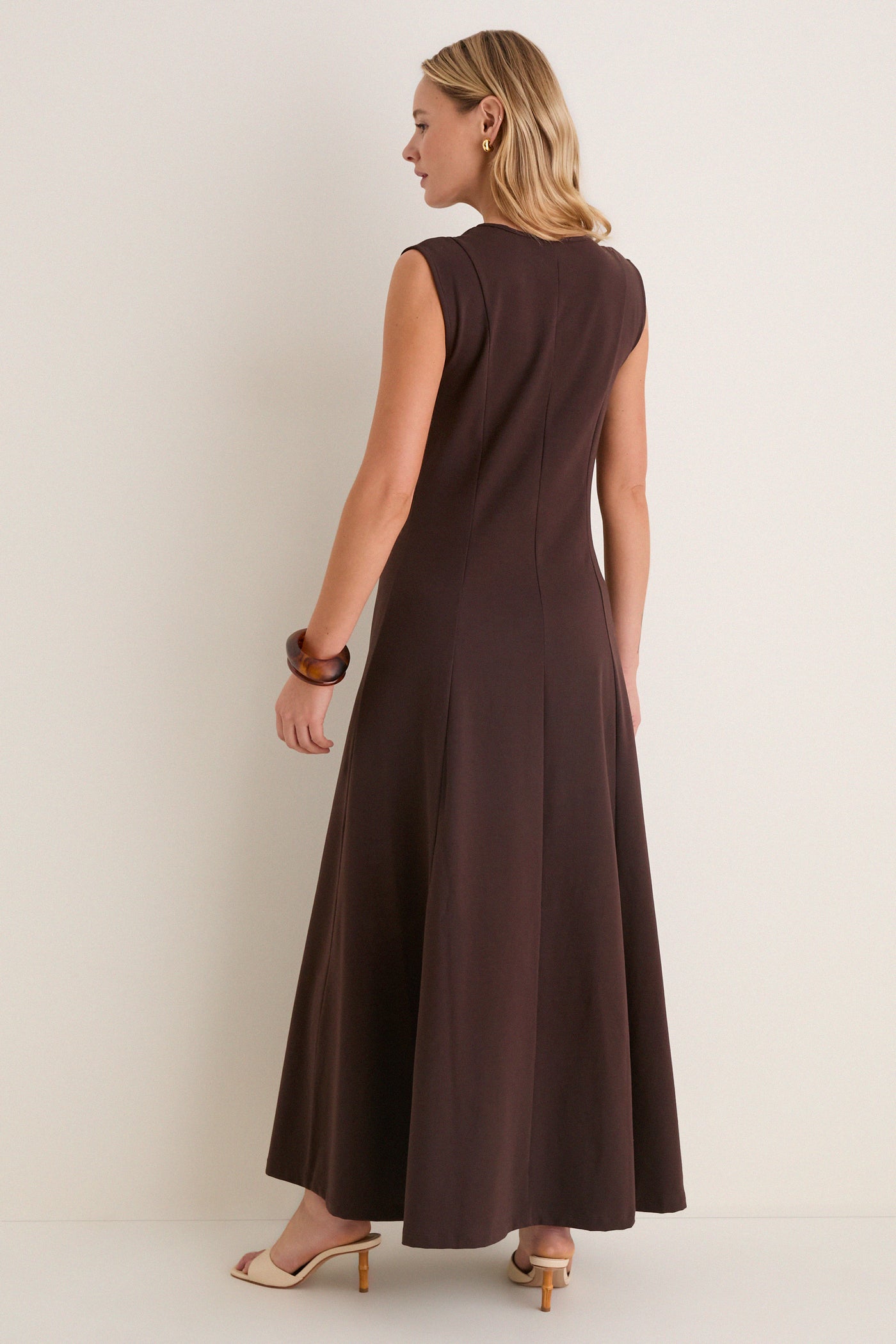 Tuckernuck Espresso Cotton Jersey Agnes V-neck Dress Espresso / XS Tuckernuck Espresso Cotton Jersey Agnes V-neck Dress Espresso / XS