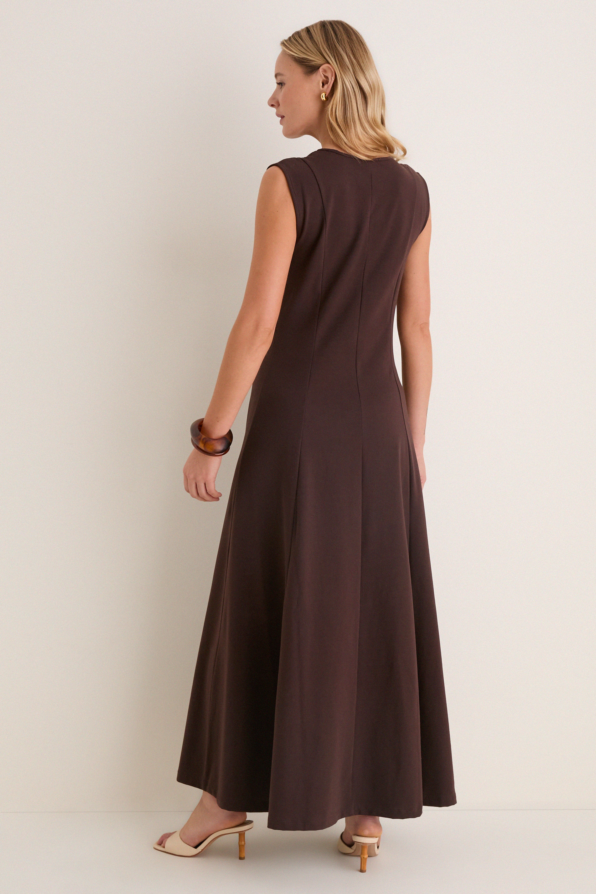 Espresso Cotton Jersey Agnes V-neck Dress