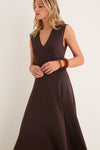 Espresso Cotton Jersey Agnes V-neck Dress
