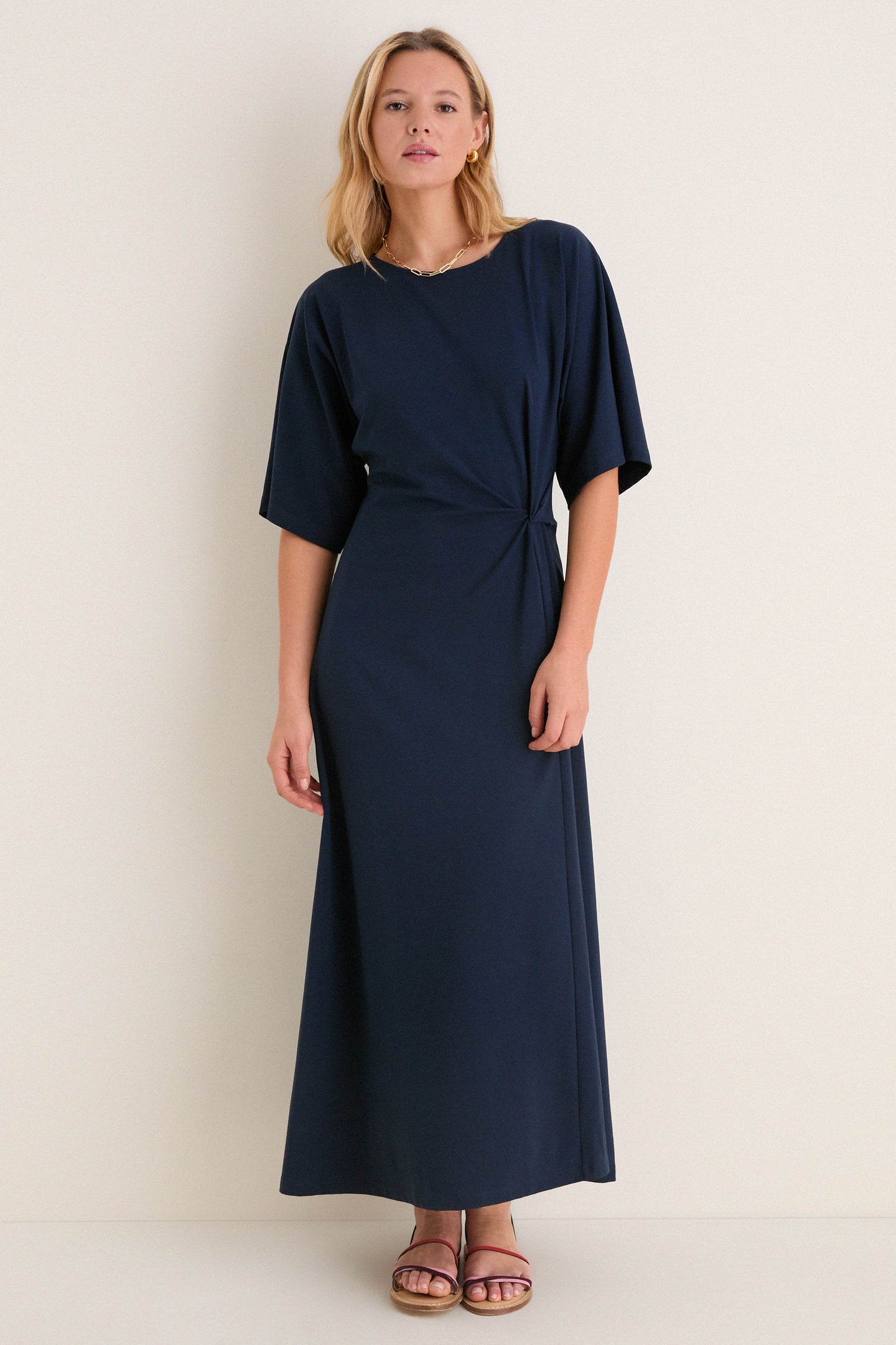 Navy Jersey Lisette Midi Dress