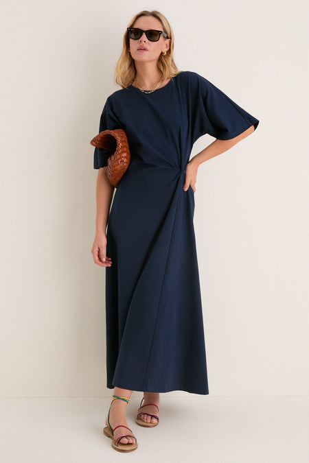 Navy Jersey Lisette Midi Dress