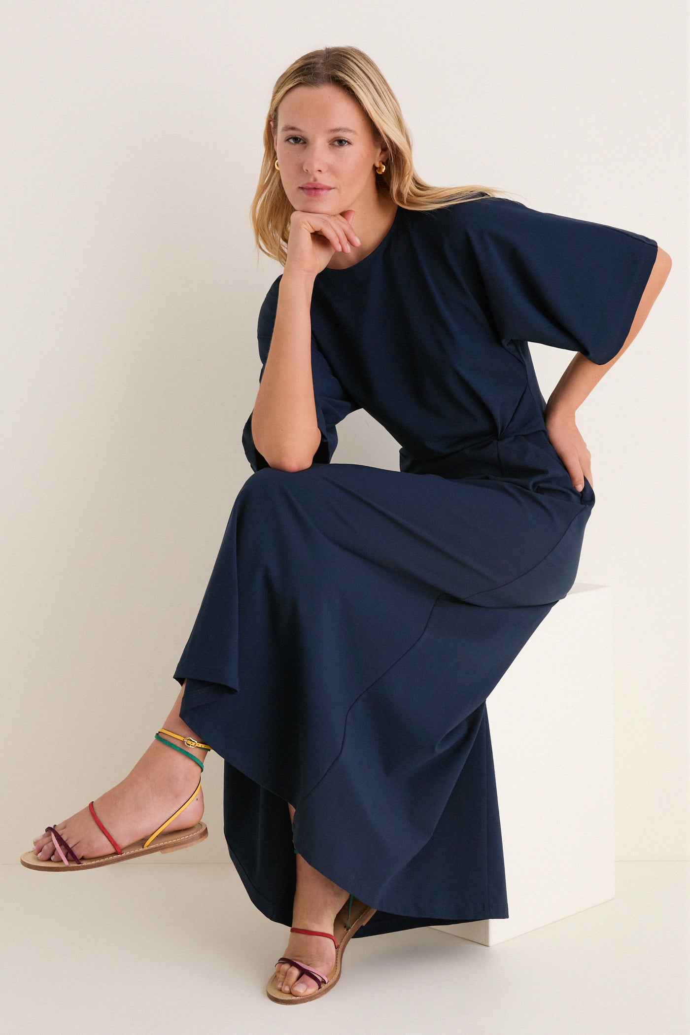 Navy Jersey Lisette Midi Dress Tuckernuck Navy / S Navy Jersey Lisette Midi Dress Tuckernuck Navy / S