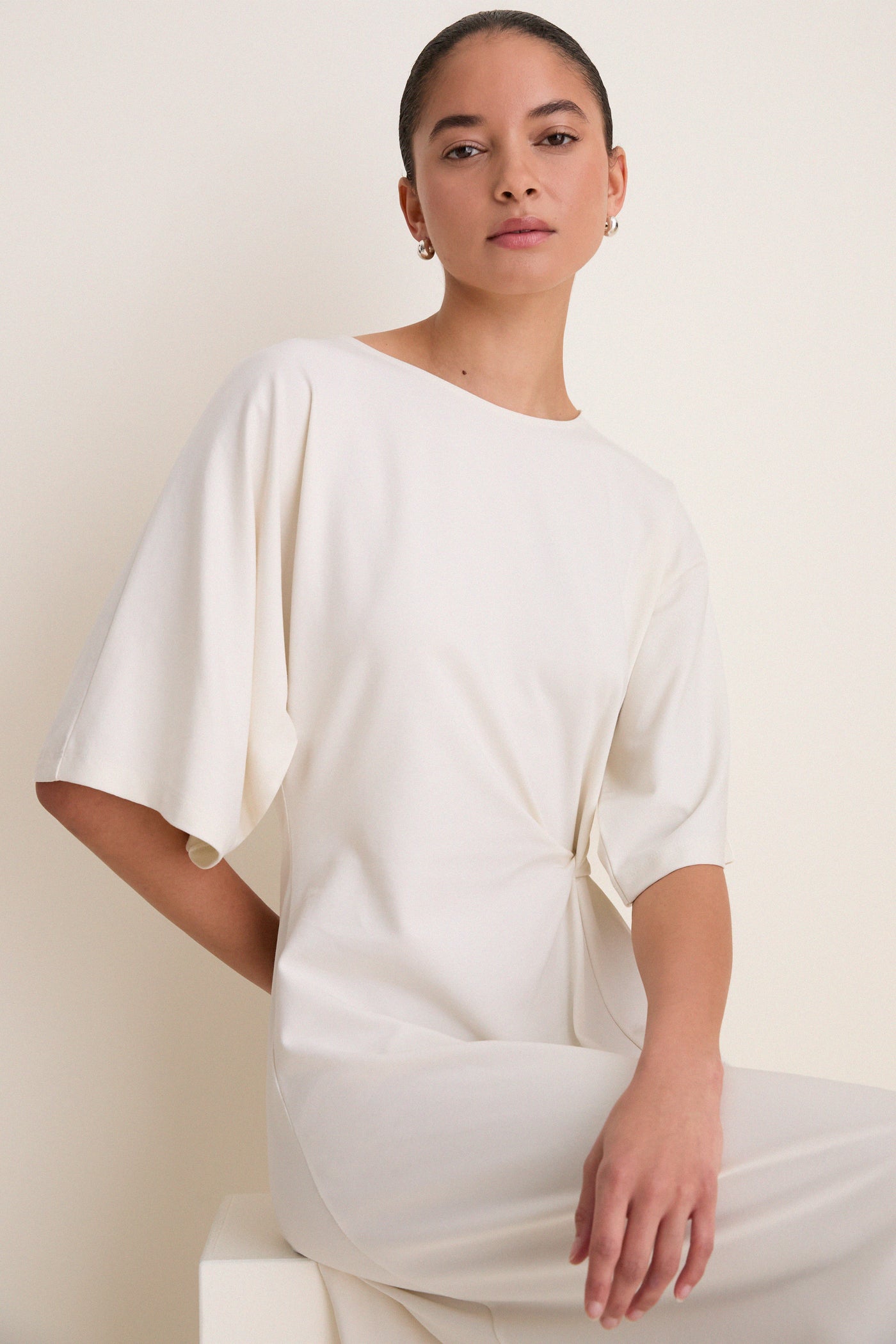 buttercream midi dress Elena 100% Cotton Midi Dress in Buttercream