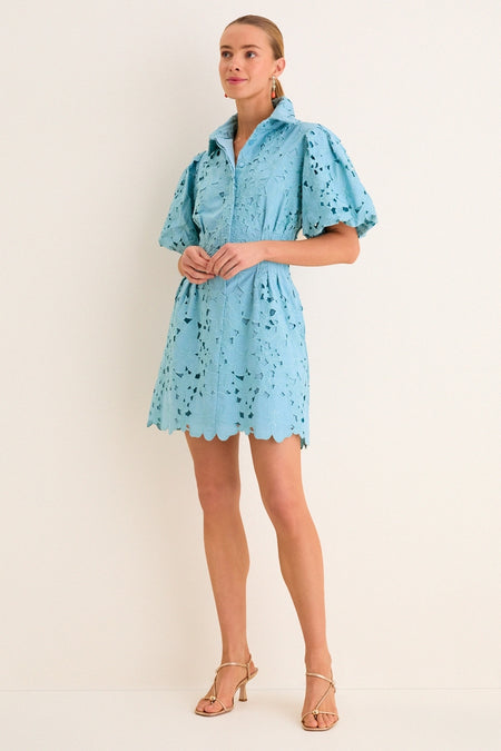 Cameo Blue Eyelet Mini Delaney Dress