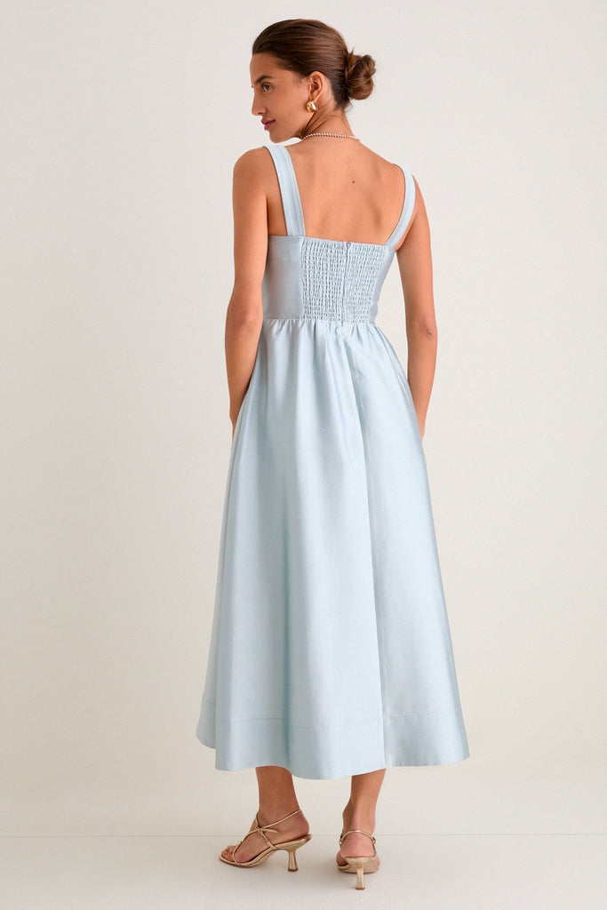 gdp blue dress Women's Prosperina EXCLUSIVE: Darcy Light Blue Floral Print Cotton Maxi Dress | Size: L