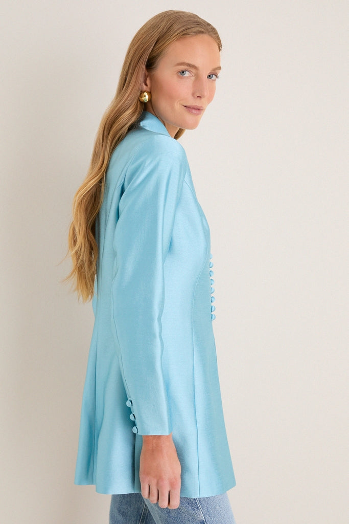 Tuckernuck Robins Egg Blue Dupioni Mandarin Collar Tamara Tunic Robins Egg Blue / 8