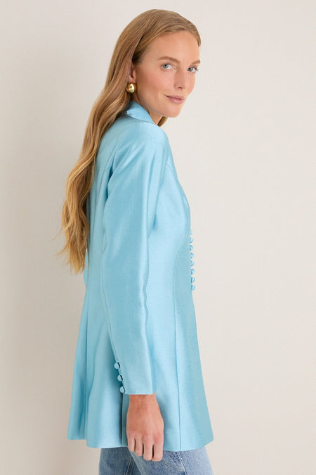 Robins Egg Blue Dupioni Mandarin Collar Tamara Tunic