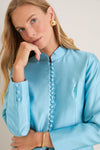 Robins Egg Blue Dupioni Mandarin Collar Tamara Tunic