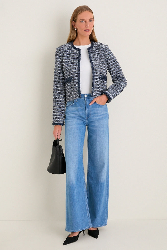 Blue Multi Tweed Fringe Cropped Gilles Jacket | Tuckernuck