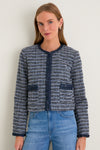 Blue Multi Tweed Fringe Cropped Gilles Jacket