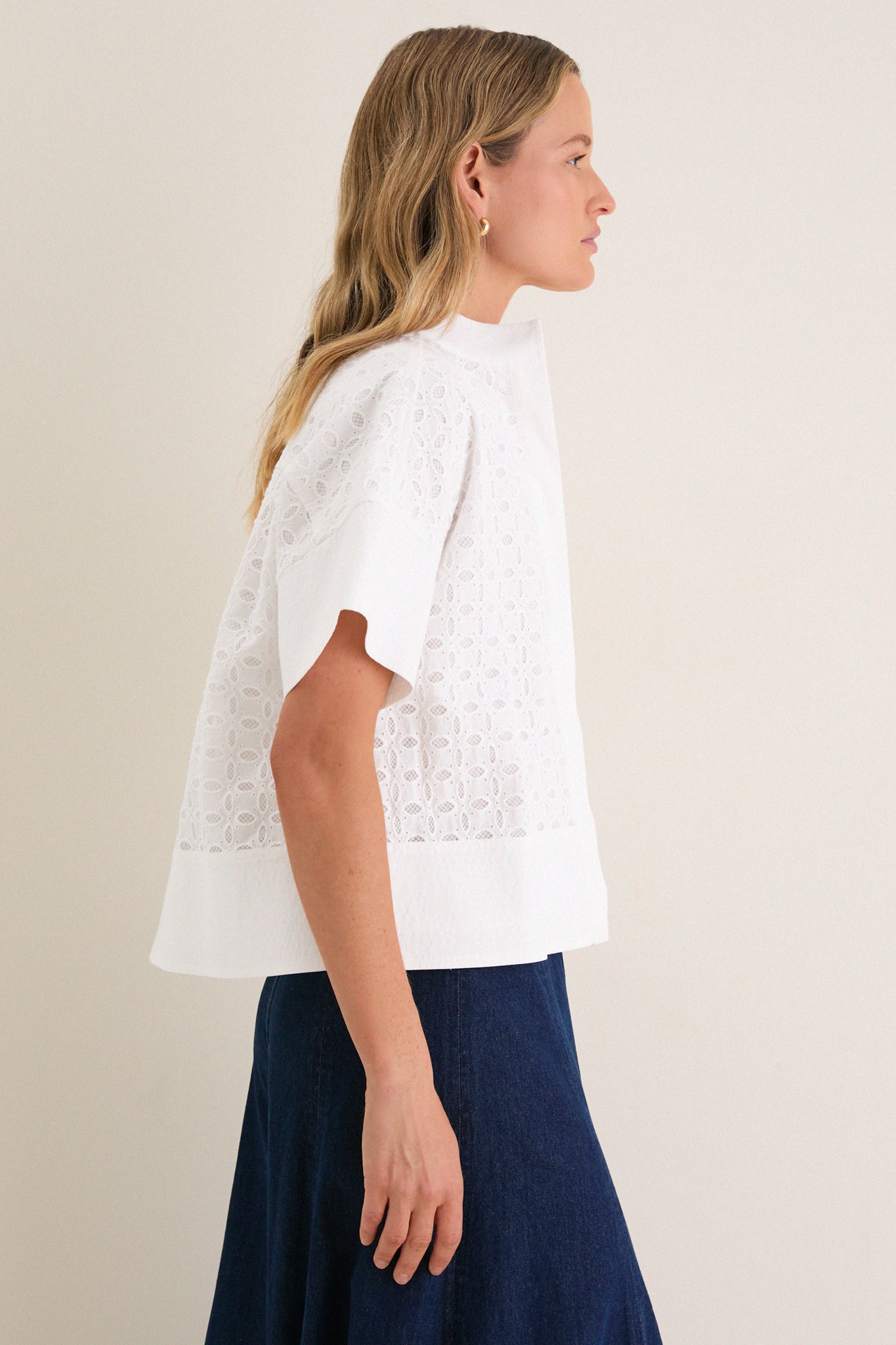 White Eyelet Sofia Stitch Shirt | Tuckernuck