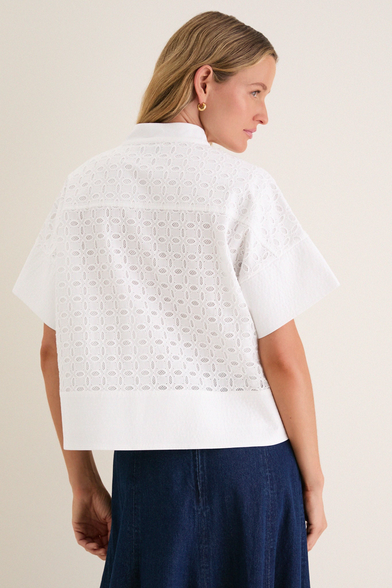 White Eyelet Sofia Stitch Shirt