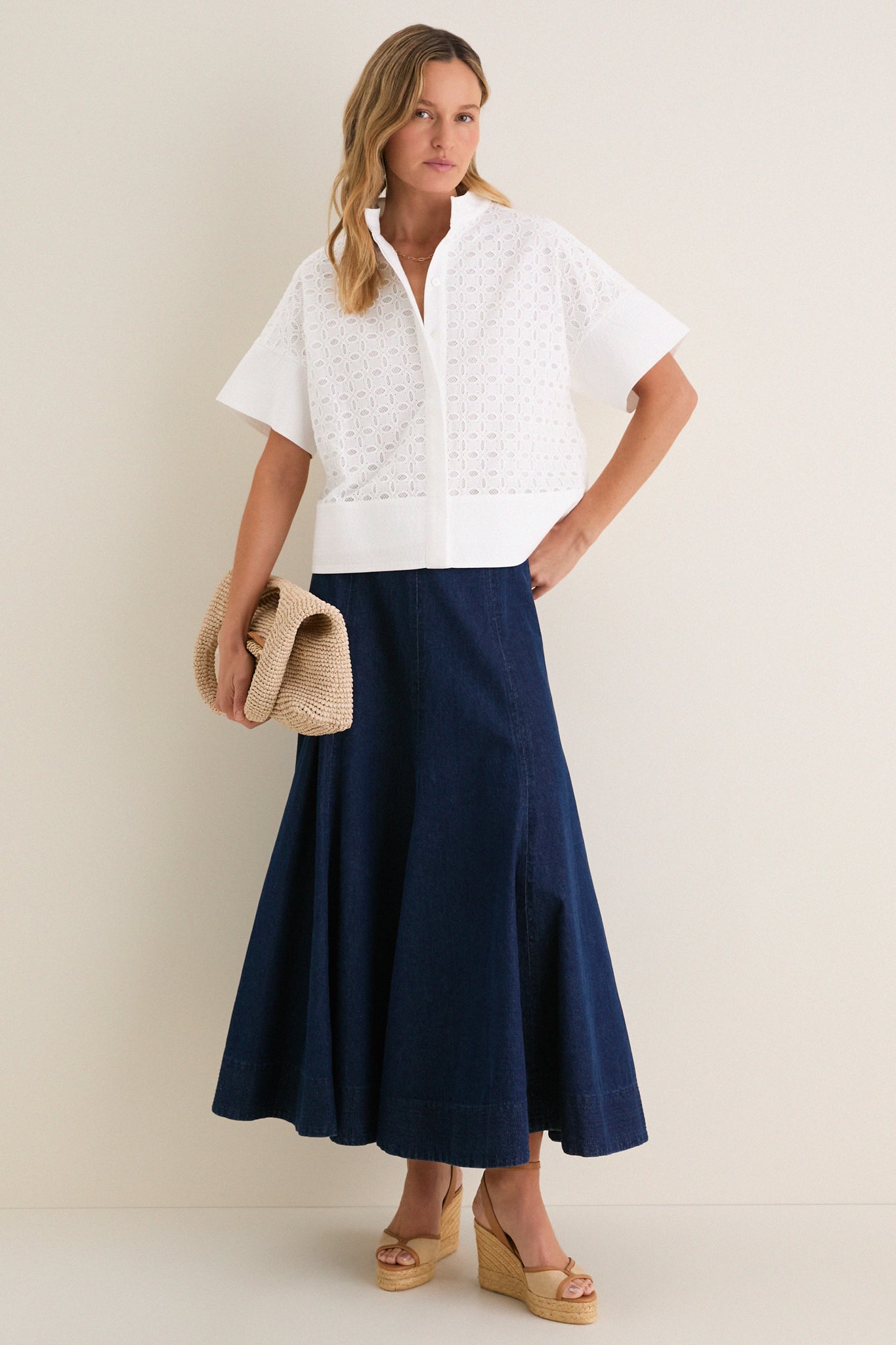 White Eyelet Sofia Stitch Shirt | Tuckernuck