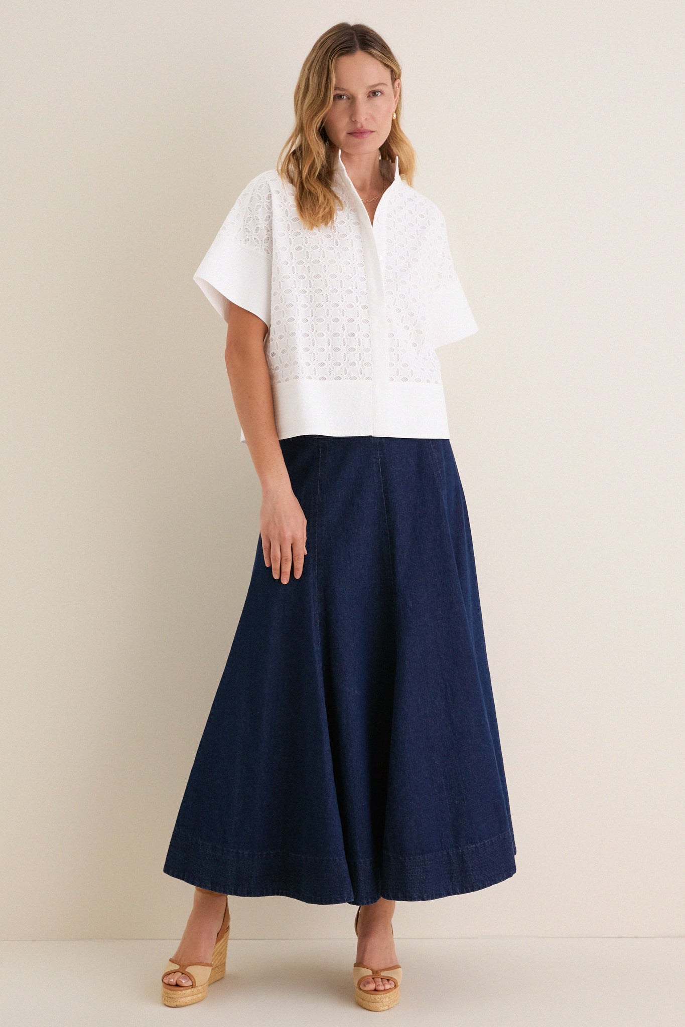 White Eyelet Sofia Stitch Shirt | Tuckernuck