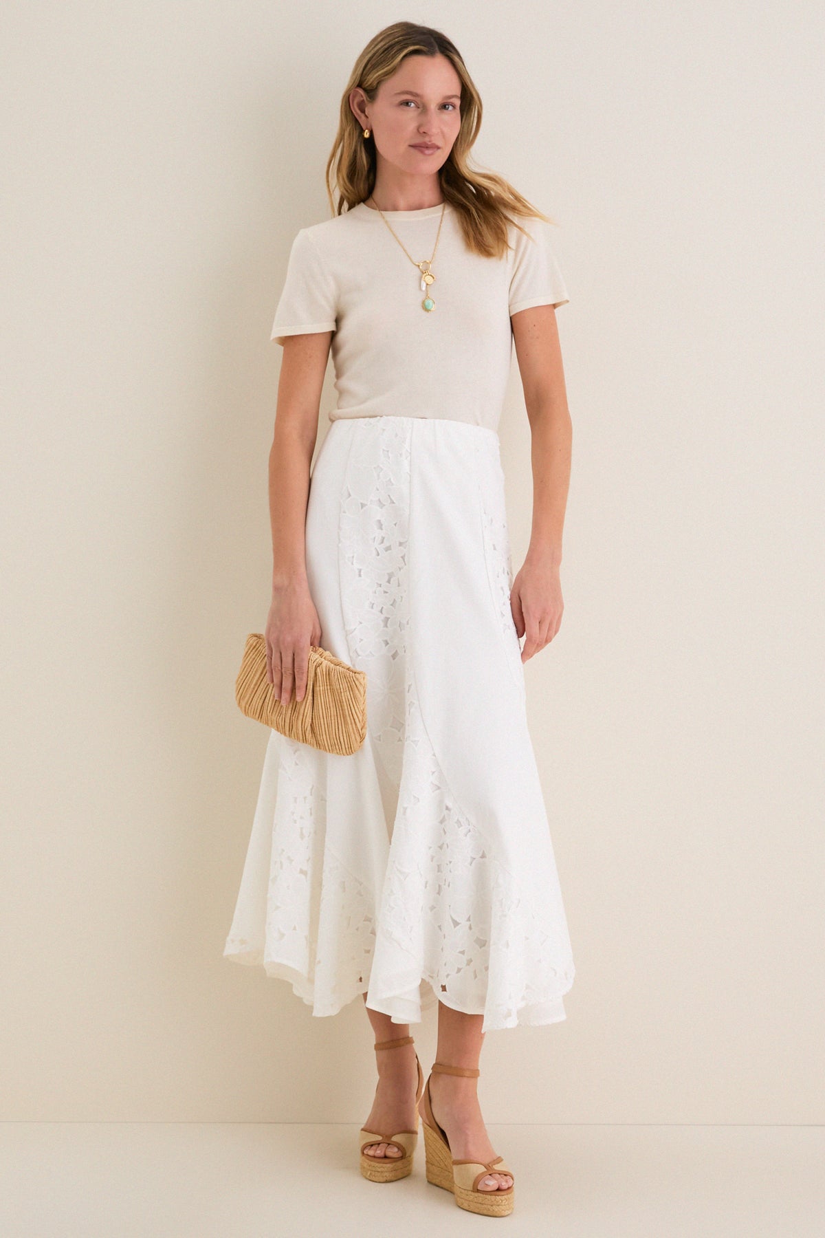 White Eyelet Mallory Skirt