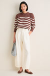 Mocha and Ivory Stripe Cotton Cliff Crewneck