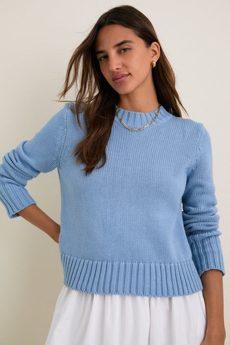 Blue Fog Cotton William Crewneck