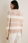 Sandstone and Ivory Stripe Cotton William Crewneck