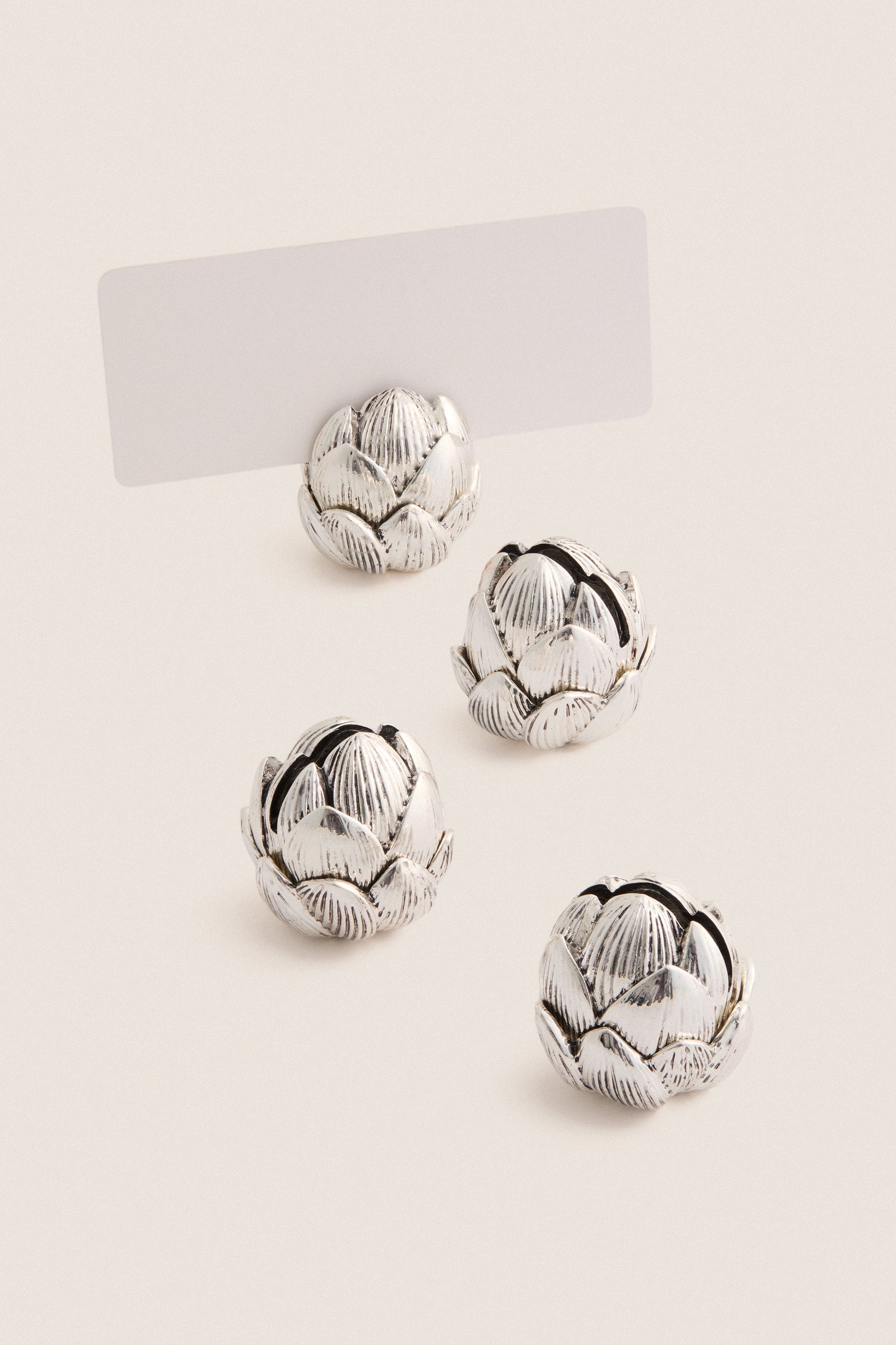 Silver Artichoke Place Card Holders Set of 4