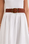 Tan Woven Belt with Oval Buckle