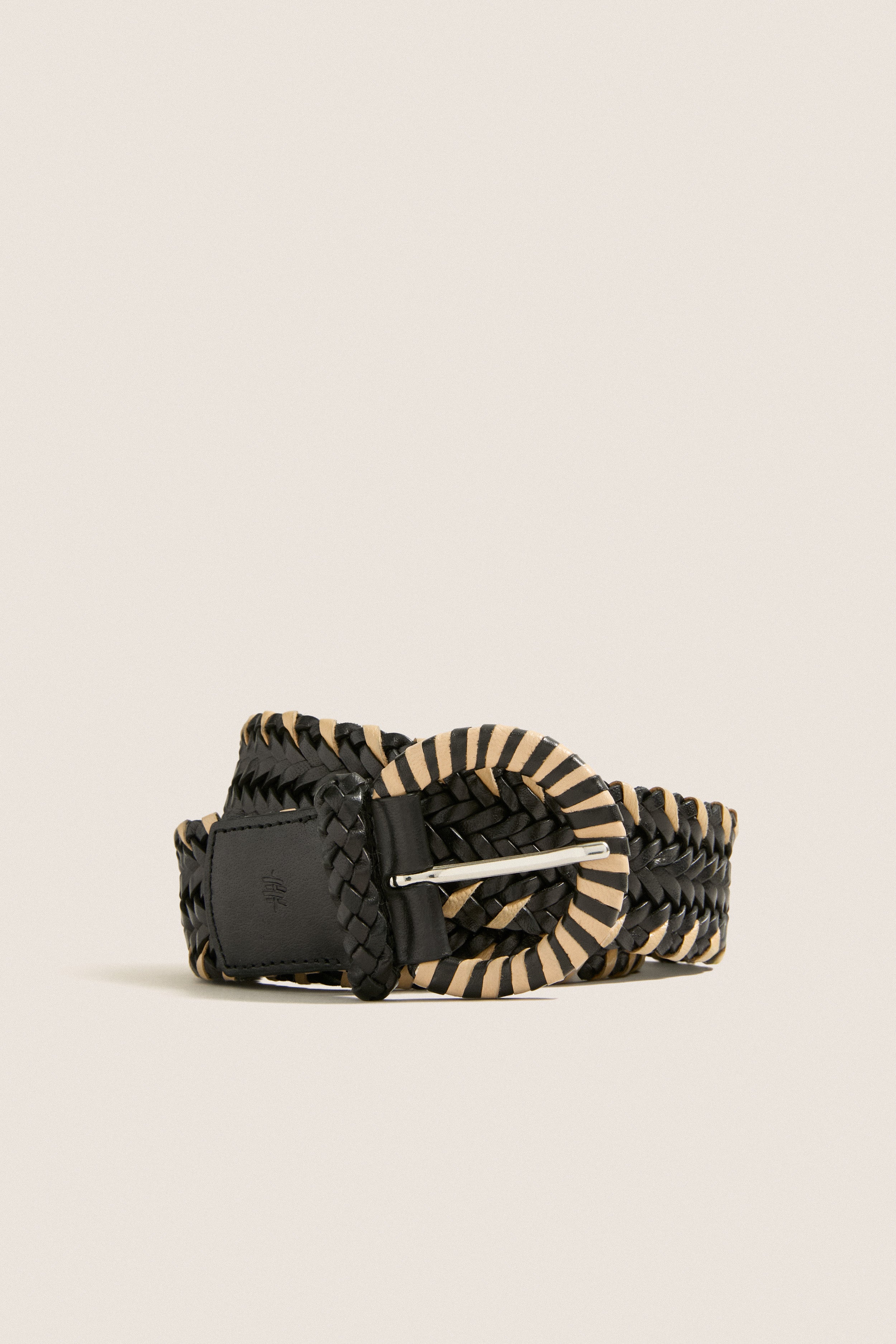 Black Wrapped Leather Buckle Belt